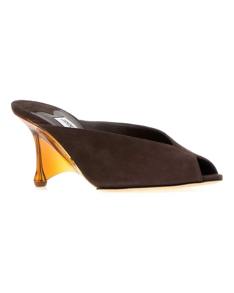 Jimmy Choo Women's Dark Brown Suede Glace Mules Chocolateambermix Scarpe Con Tacco High Heel Shoes Brown