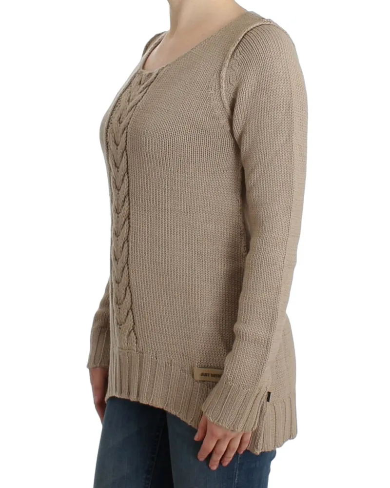 Roberto Cavalli Women's Beige Knitted Wool Sweater Clothing Beige