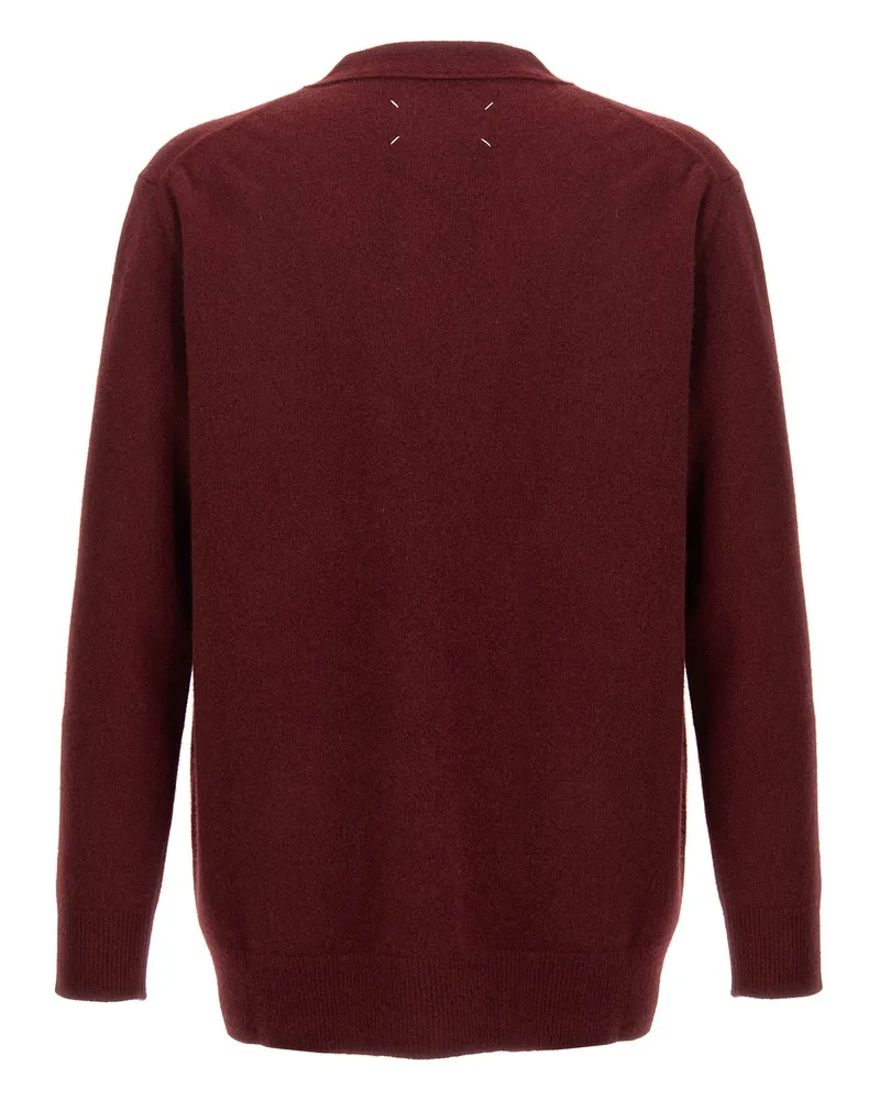 Maison Margiela Men's Bordeaux Wool Cardigan Clothing Burgundy