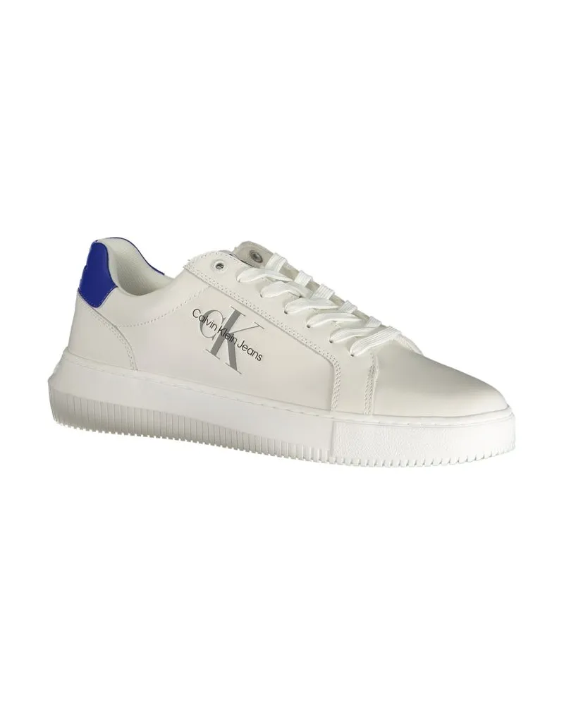 Calvin Klein Leather with Contrast Heel Sneaker — White White