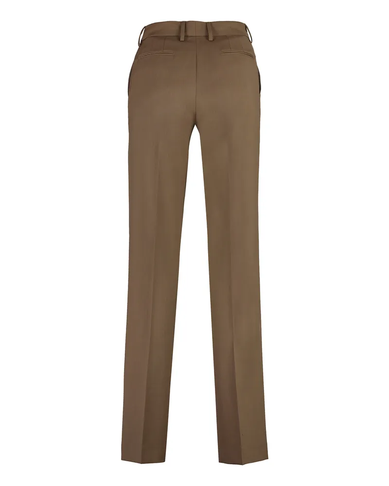 PT TORINO Women's Ambra Wool-Blend Trousers Camel Straight Camel