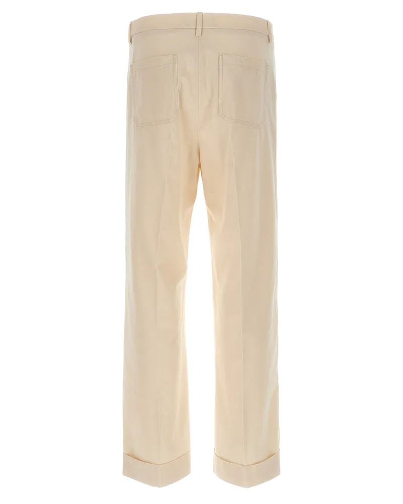 Valentino Garavani Men's Beige Cotton Casual Pants Beige