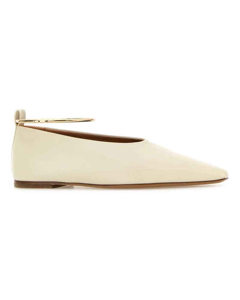 Jil Sander Women's Ivory Leather Ballerinas Bone Ballerine Flat Shoes Ivory
