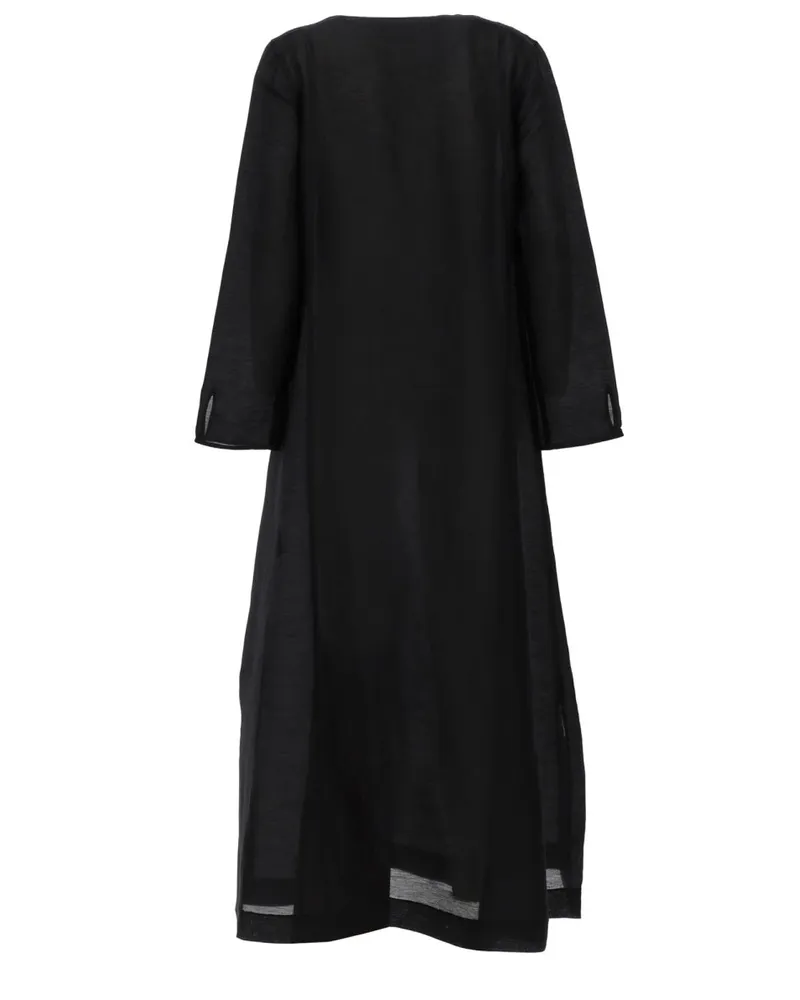 Tory Burch Linen-Silk Blend Caftan Tunic — Black Black