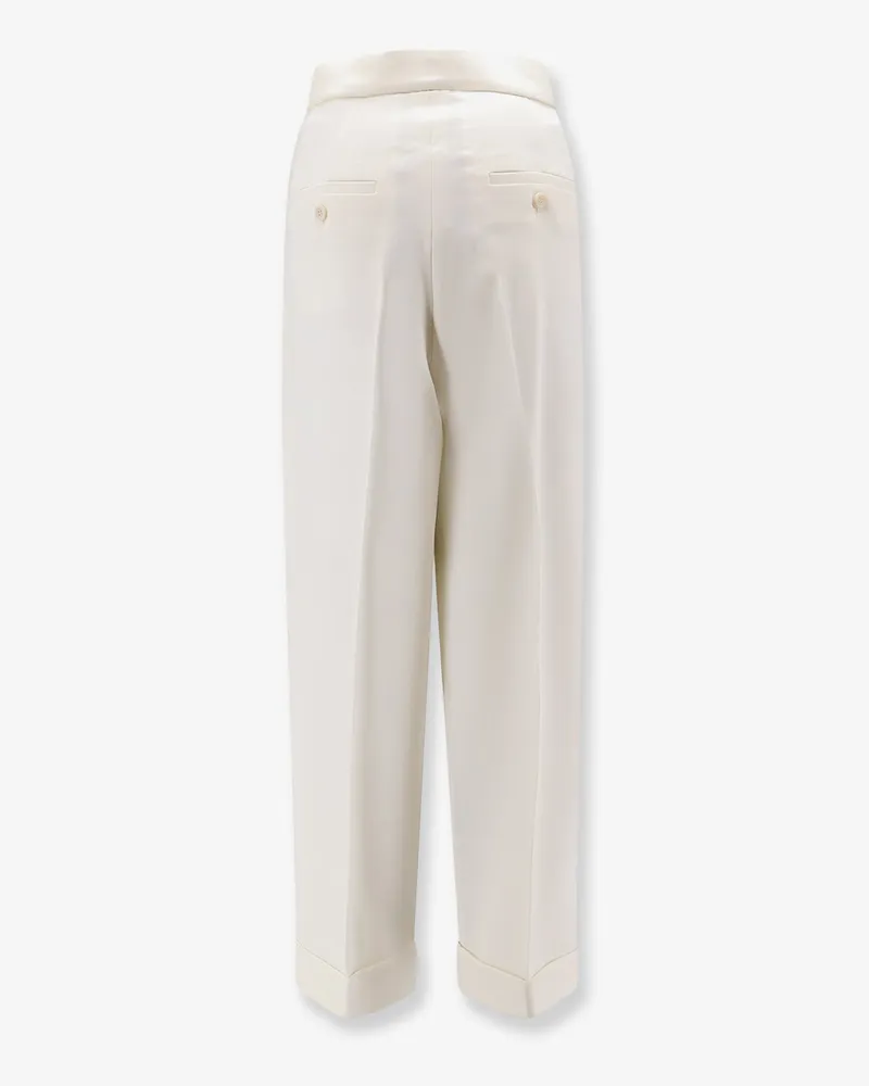 Max Mara Women's Trousers Mxmrugiada White Virgin Wool White