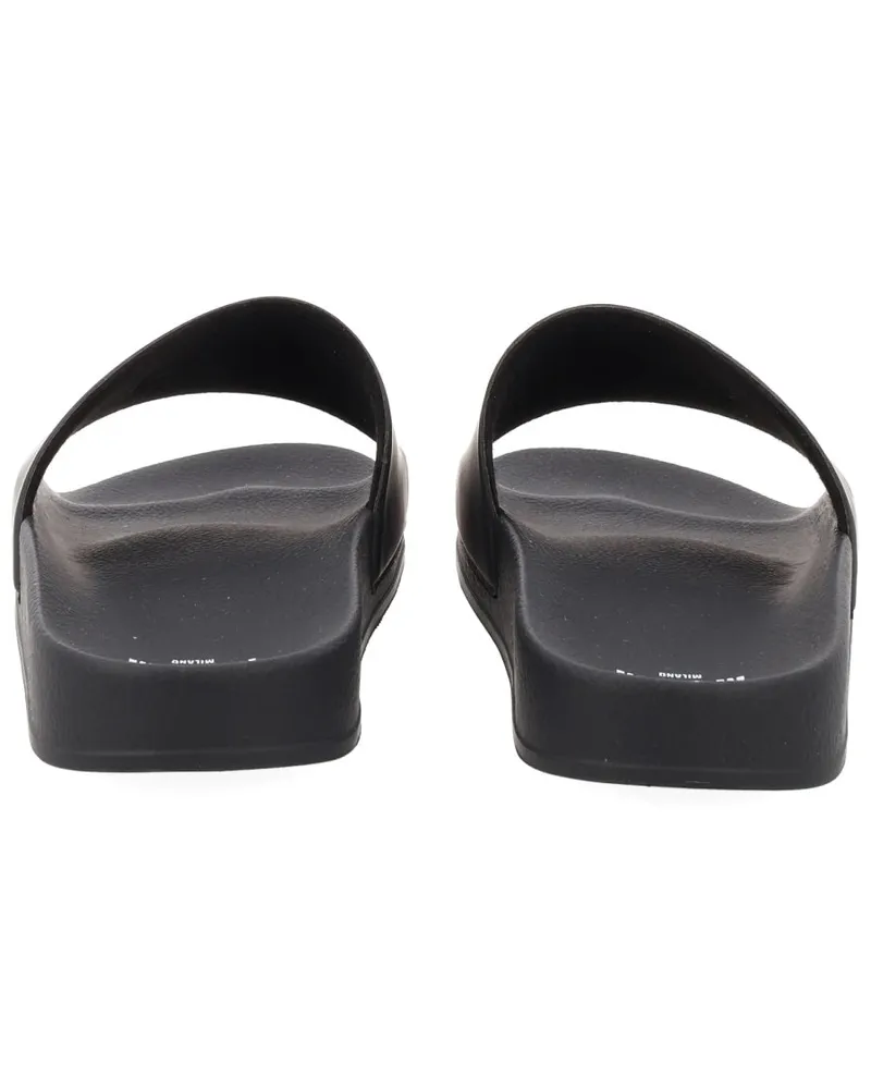 MSGM Logo-Embossed PVC Slide Sandals — Black Black