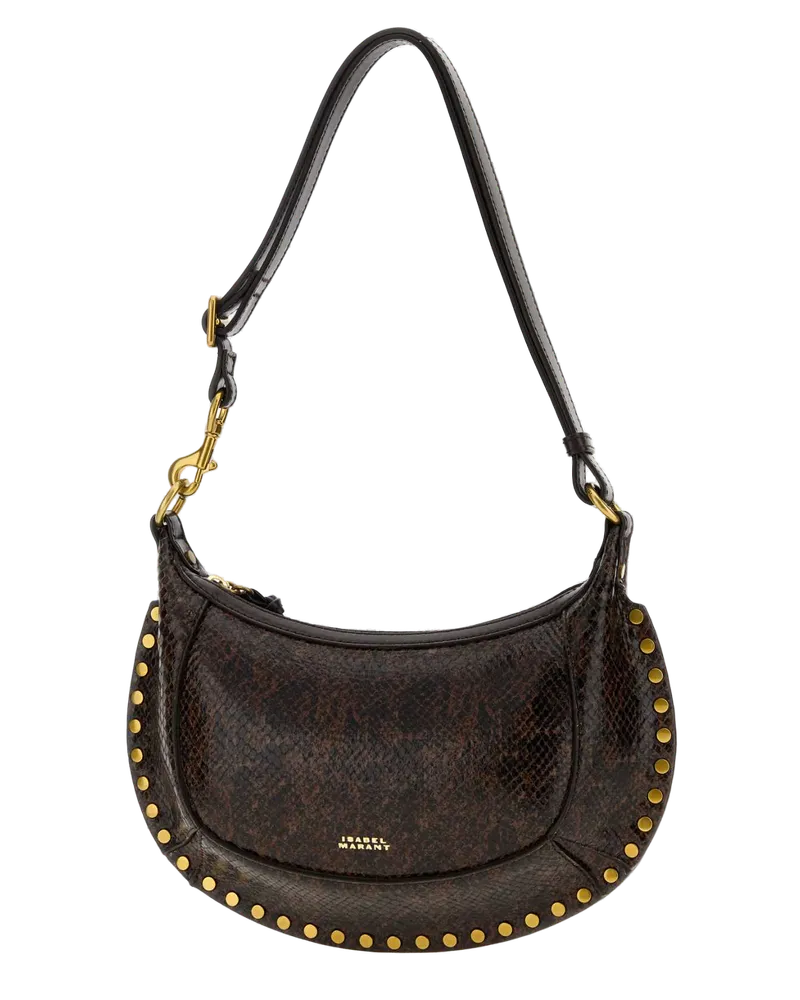 Isabel Marant Women's Printed Leather Oskan Moon Shoulder Bag Mocha Borse A Tracolla Brown