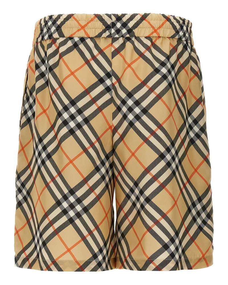 Burberry Burberry Check Silk Bermuda Shorts — Beige Beige