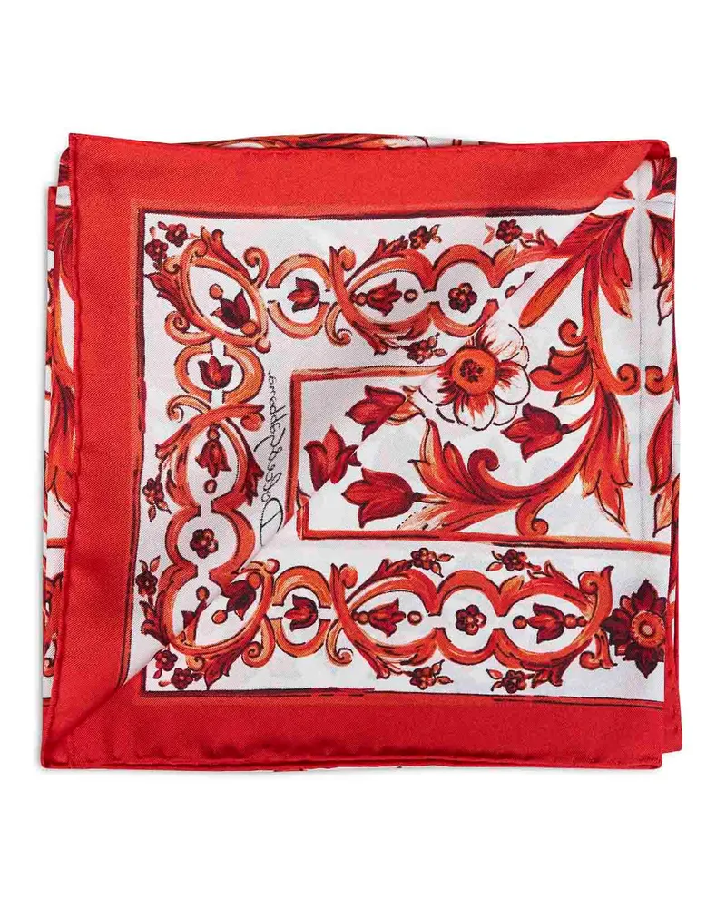 Dolce & Gabbana Women's Silk Twill Scarf Orange Maiolica Scarfs Orange