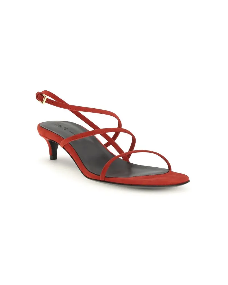 KHAITE Women's Multicolor Calf Leather Bos Taurus Stiletto Heel Sandals Red