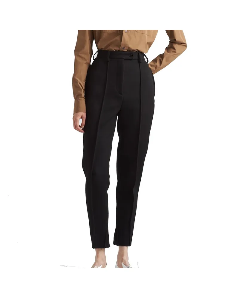 Prada Women's Black Virgin Wool Casual Pants Black