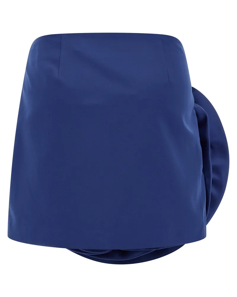 ROTATE Birger Christensen Maxi Flower-Appliqué Satin Skirt — Navy Navy