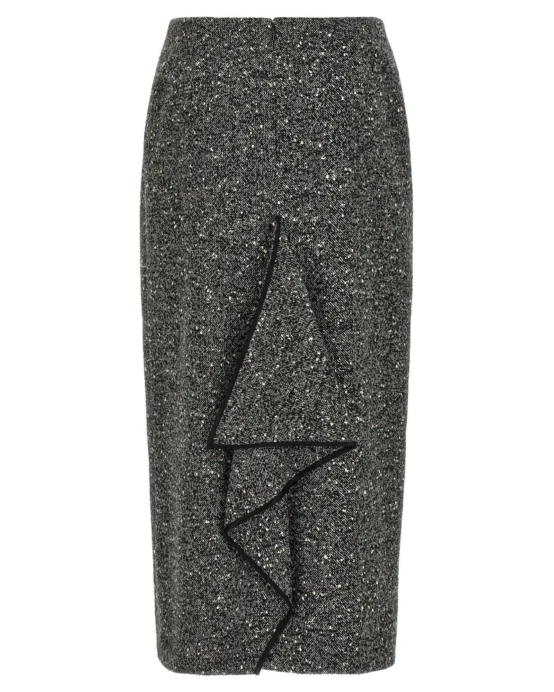 Valentino Garavani Chevron Bouclé Skirt — Black Black