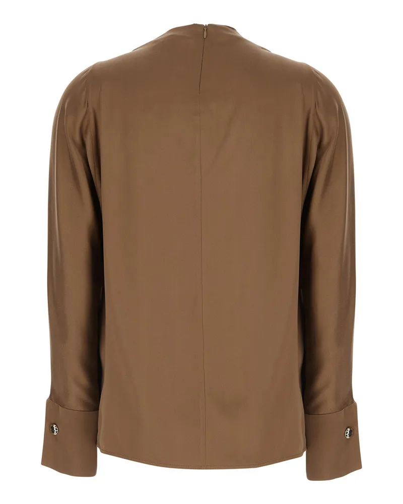 Max Mara Women's Silk Blend Shirt Brown Blouses Brown
