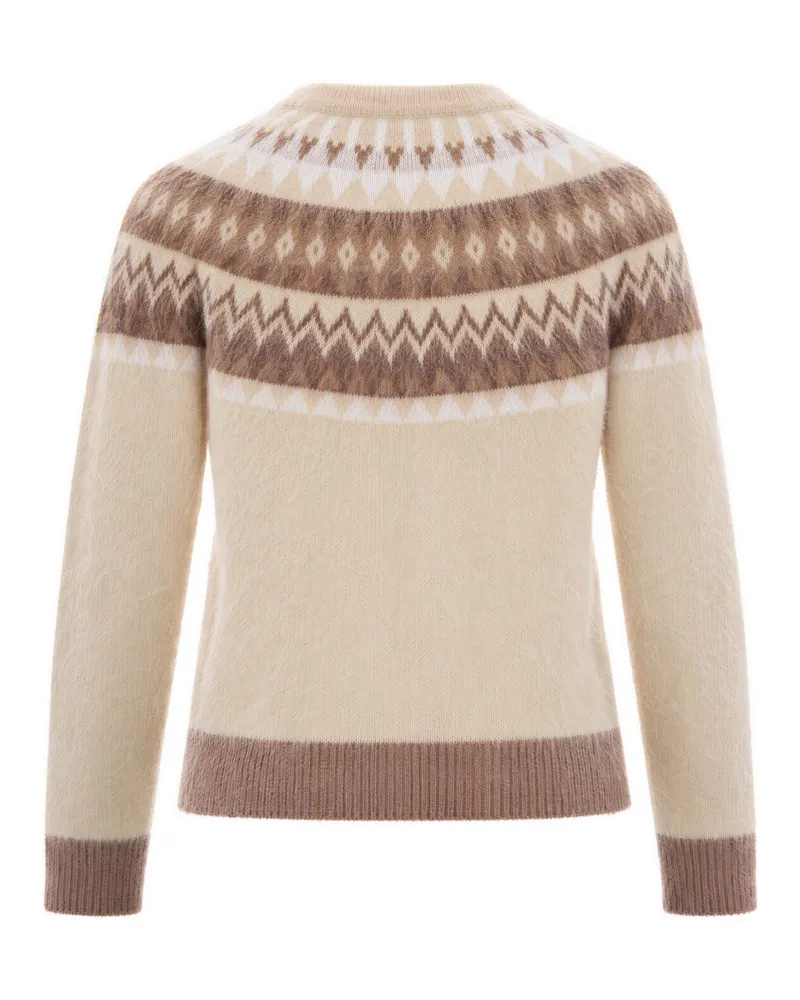 Max Mara Jacquard Fair Isle Sweater — Beige Beige