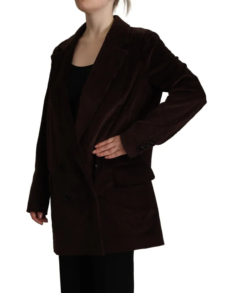 Dolce & Gabbana Women Bordeaux Corduroy Cotton Blazer Oversized Jacket Elastane Clothing Brown