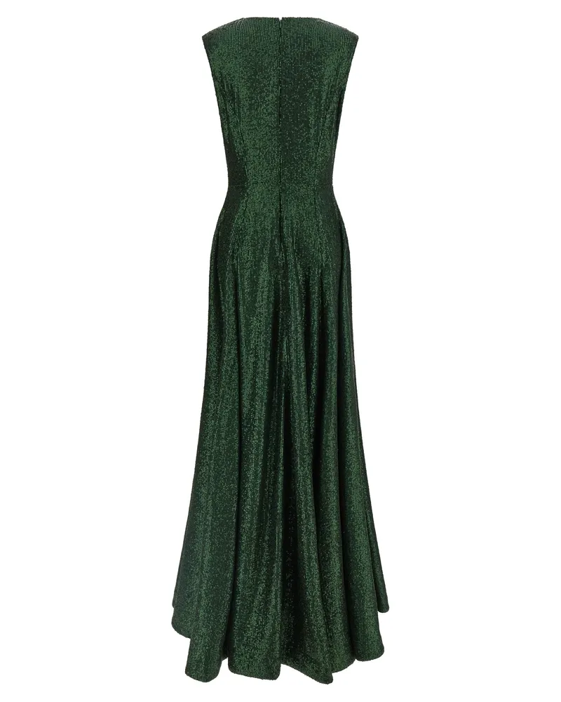 Norma Kamali Women Bicolor Polyester Long Dress Green