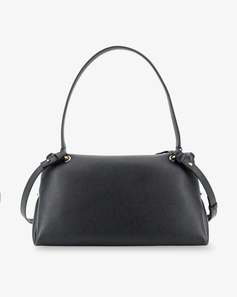 Ferragamo Women's Leather Shoulder Bag With Gancini Detail Black Black