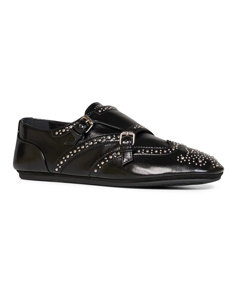 Fendi Women's Loafers Double-Monk Black Calf Leather Black