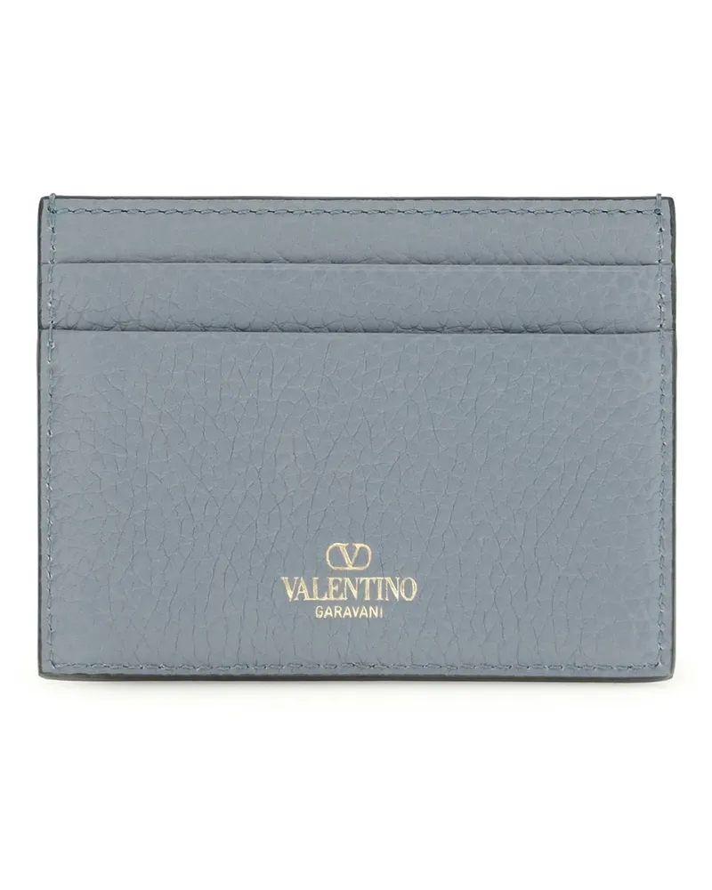 Valentino Garavani Women's Rockstud Card Holder Stone Grey Calf Leather Bos Taurus Wallet Gray