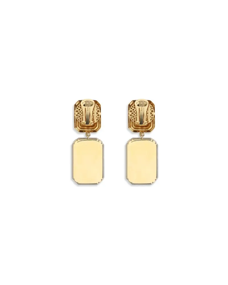 Alessandra Rich Crystal-Drop Clip-On Earrings — Gold Gold