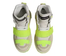 Neon Leather High-Top Sneaker — White