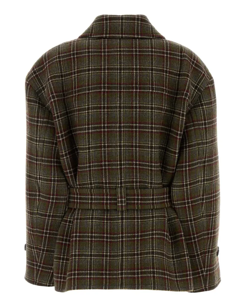 Chloé Plaid Wool-Blend Jacket — Green Green