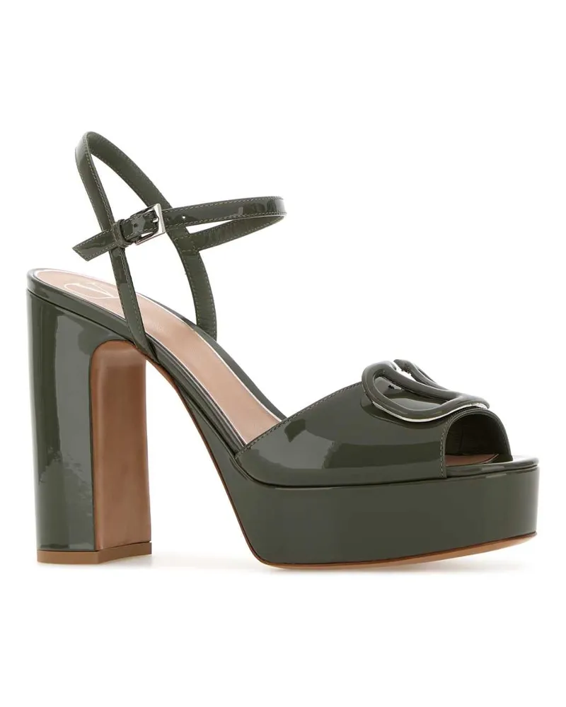 Valentino Garavani Women's Army Green Leather Vlogo Signature Sandals Oasis Calf - Bos Taurus Sandali Green