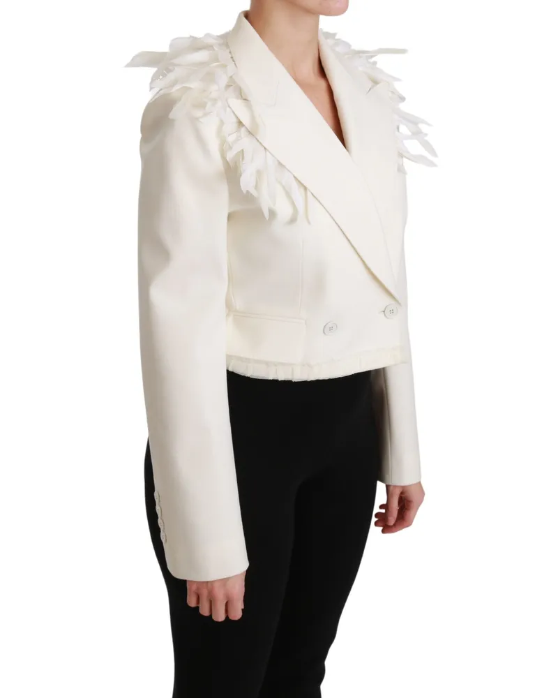 Dolce & Gabbana Women White Double Breasted Coat Wool Jacket Clothing White