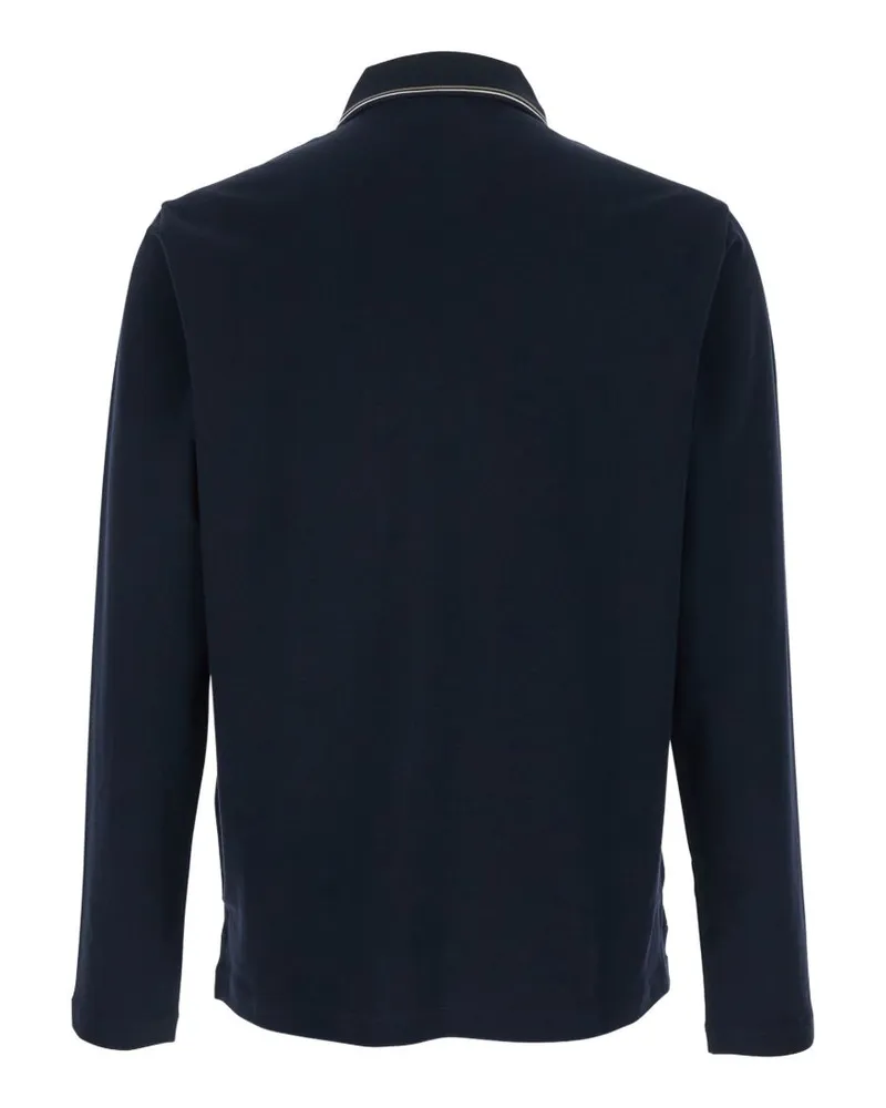 Emporio Armani Logo-Embroidered Cotton Polo — Navy Navy