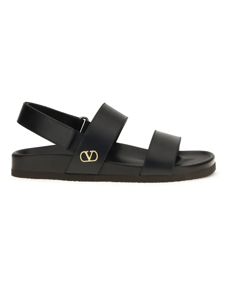 Valentino Garavani Men's Sandals Studshield Black Calfskin Calf Leather Black