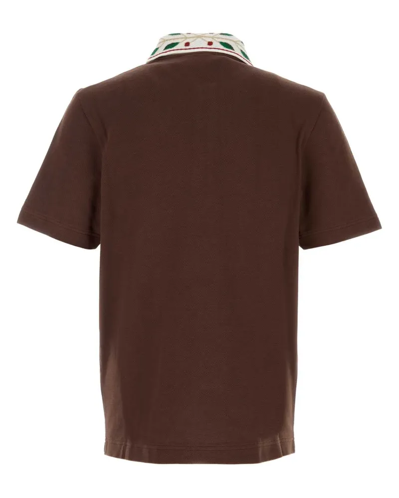 Casablanca Paris Embroidered Logo Organic Cotton Polo Shirt — Brown Brown