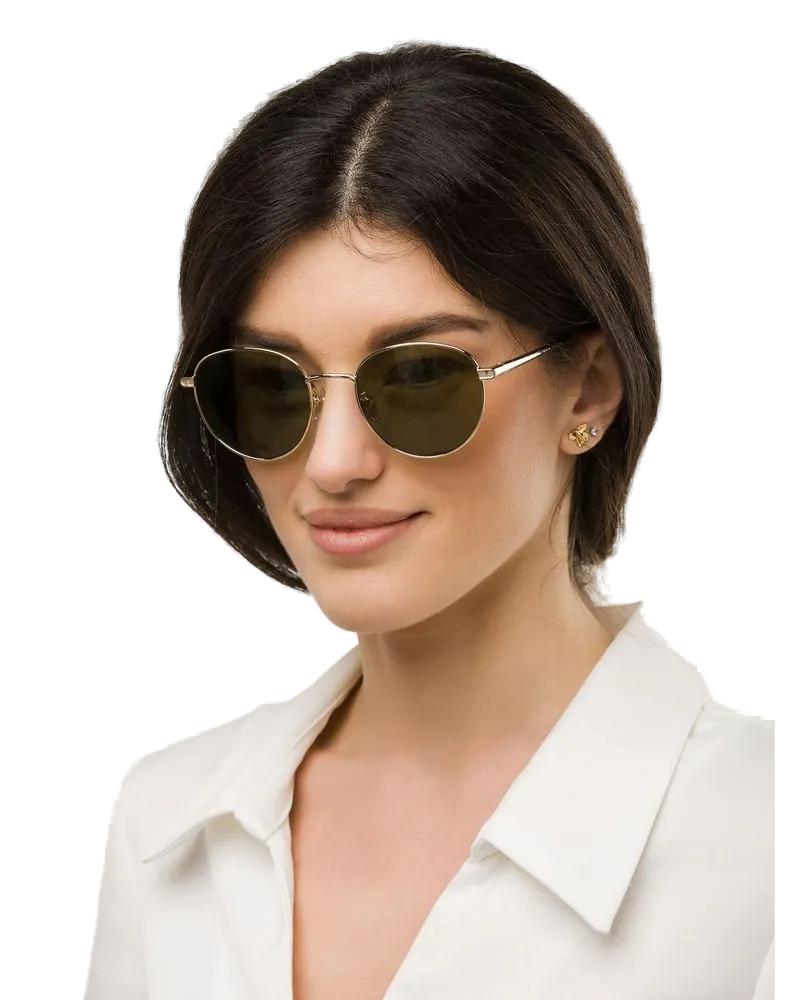 Furla Women's Sunglasses Light Gold-Green Metal Eyewear - Gold/green Gold