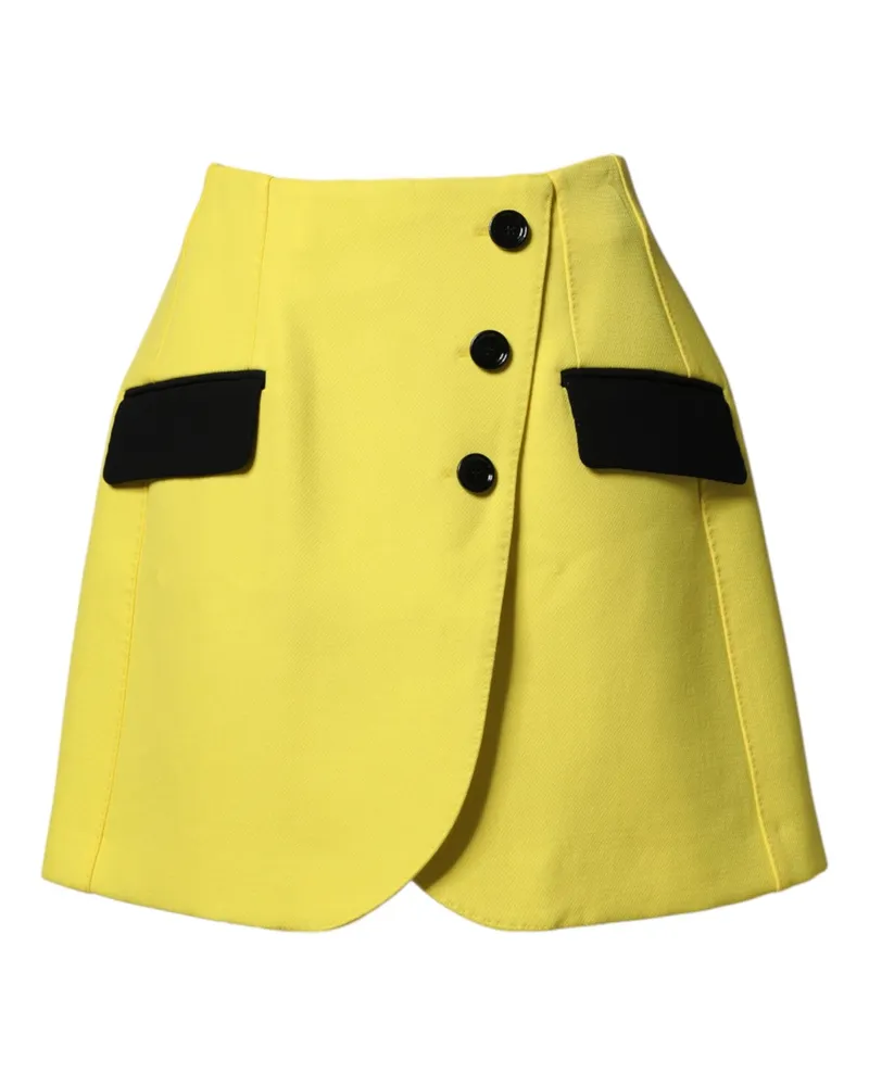 Dolce & Gabbana Women's Yellow Wool Buttoned High Waist Mini Skirt 01+pa+wv Yellow