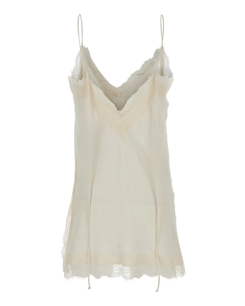 Róhe Women's Camisole With Lace Details, White Viscose Top White