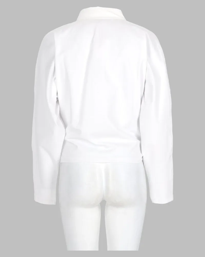 Ganni Ruched Detail Polo Shirt — White White