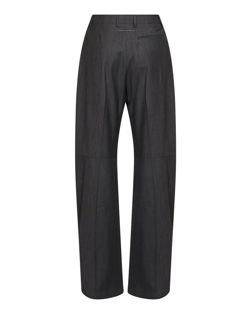Maison Margiela Women's Trousers Wool-Blend Wide Leg Grey Virgin Wool Gray