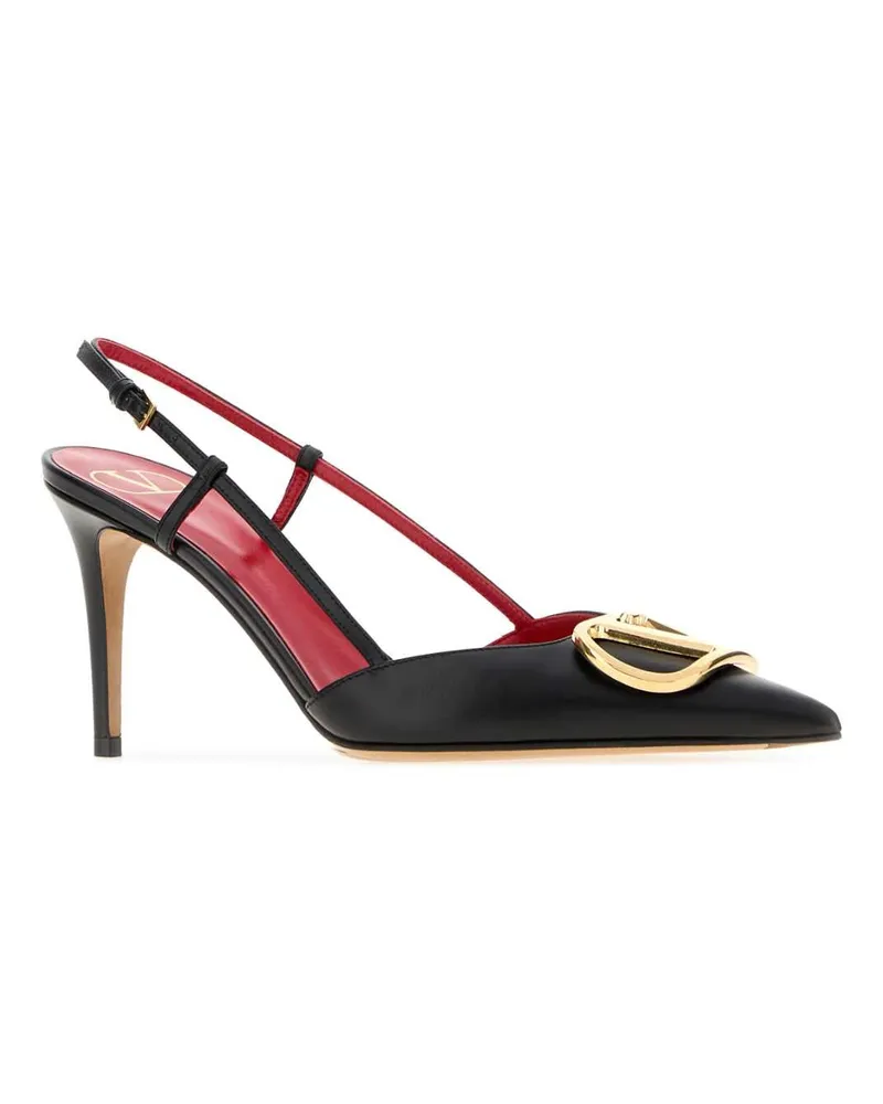 Valentino Garavani Women's Black Leather Vlogo Signature Pumps Nero Scarpe Con Tacco High Heel Shoes Black