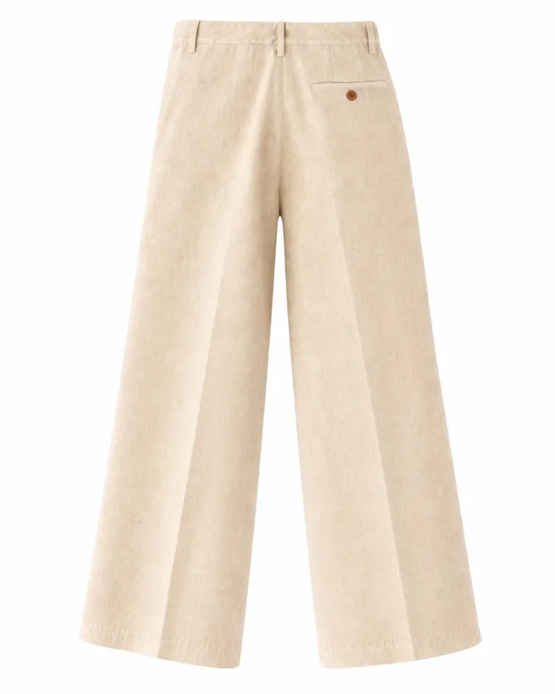 ASPESI Cotton-Linen Blend Trousers — Beige Beige
