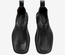 Intrecciato-Detail Calfskin Chelsea Boot — Black