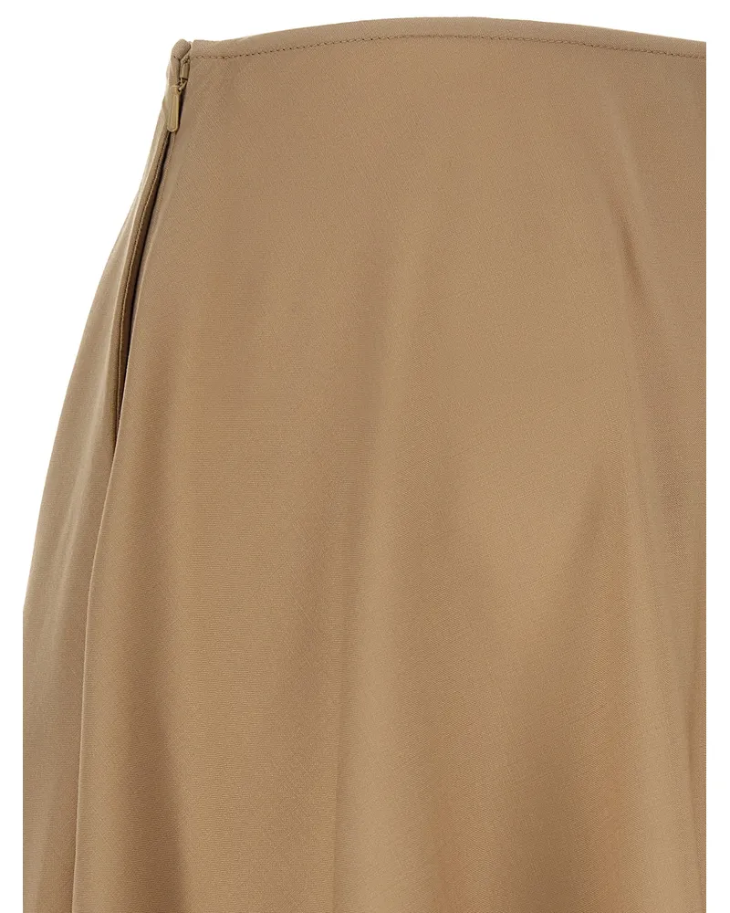 Moschino Virgin Wool A-Flared Skirt — Beige Beige