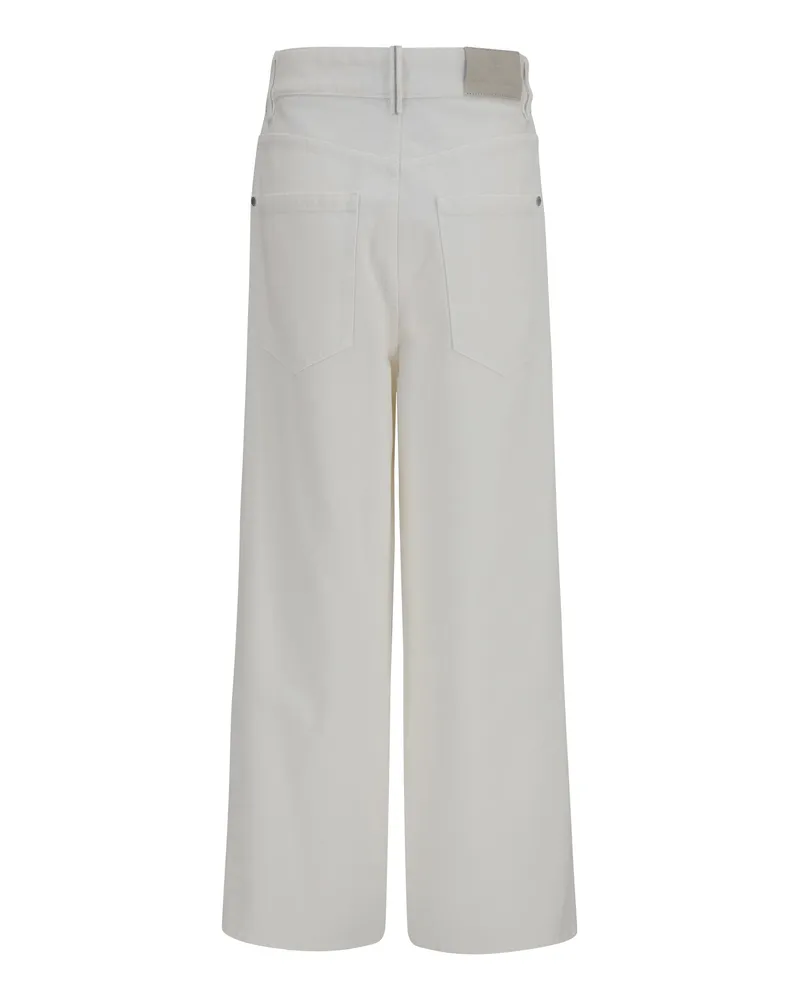 Brunello Cucinelli Women's High-Rise Palazzo Jeans Panama Cotton White