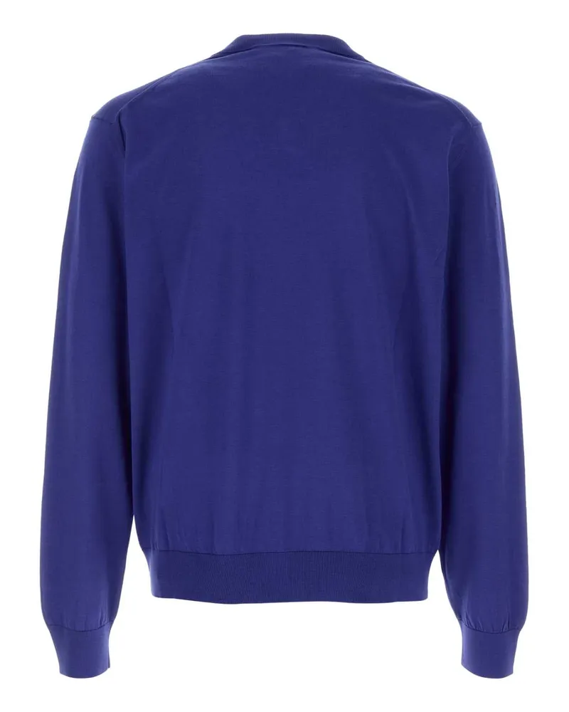 Versace Men's Blue Silk Blend Sweater Brightmidnightblue Exterior: Cotton Maglieria Blue