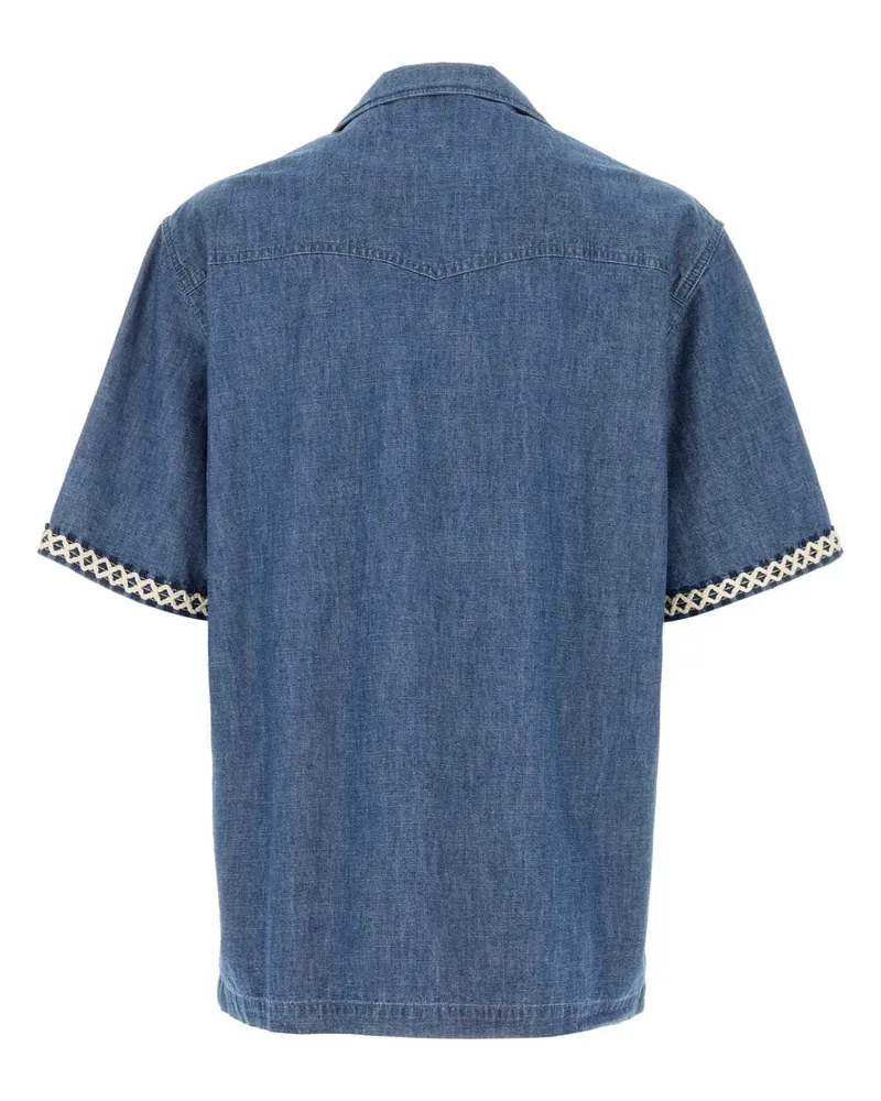 Valentino Garavani Men's Denim Shirt Mediumbluedenim Cotton Camicie Blue