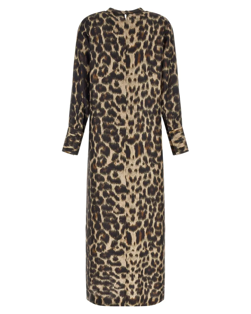 Alberto Biani Jaguar-Print Silk Dress — Black Black