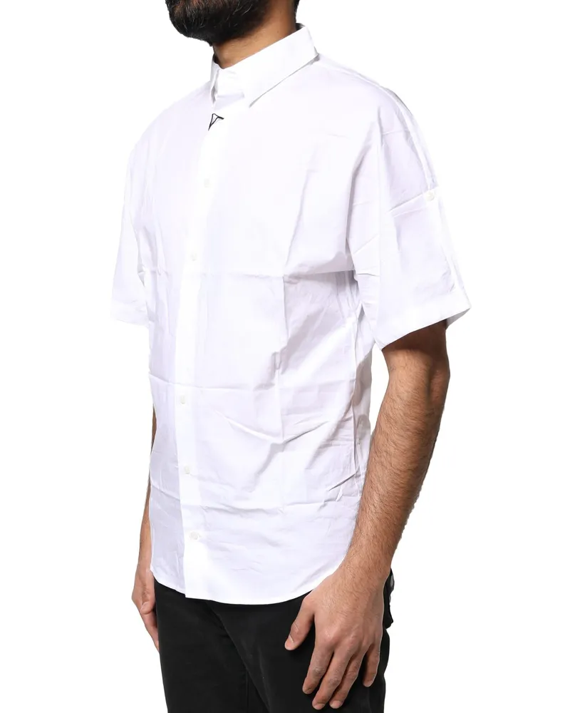 Dolce & Gabbana White Cotton Button Down Casual Men Polo Shirt White
