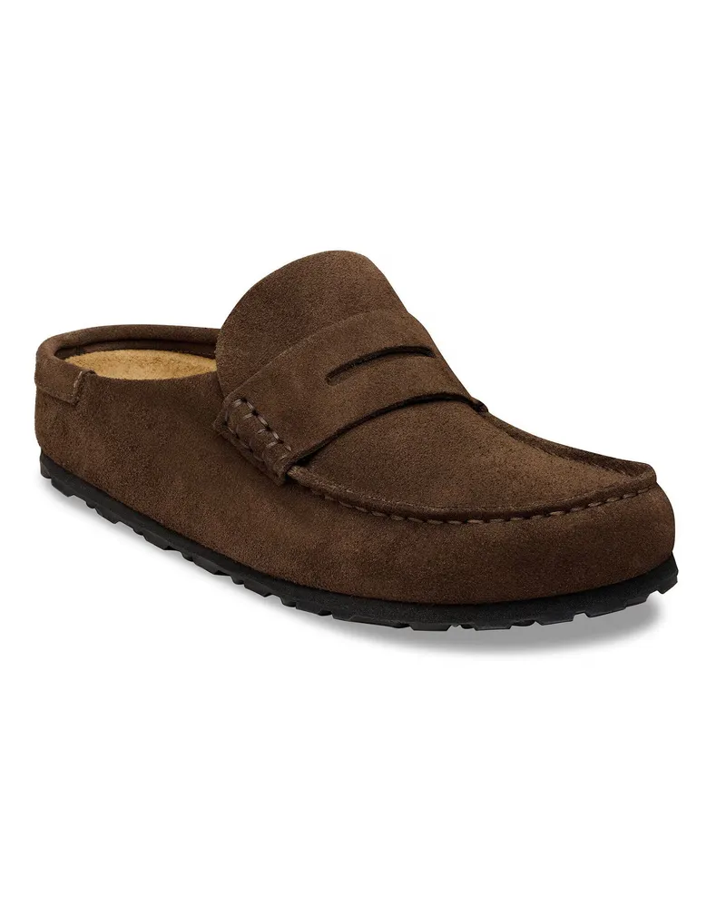 Birkenstock Unisex Loafers Naples Wrapped Suede Carafe Leather Brown
