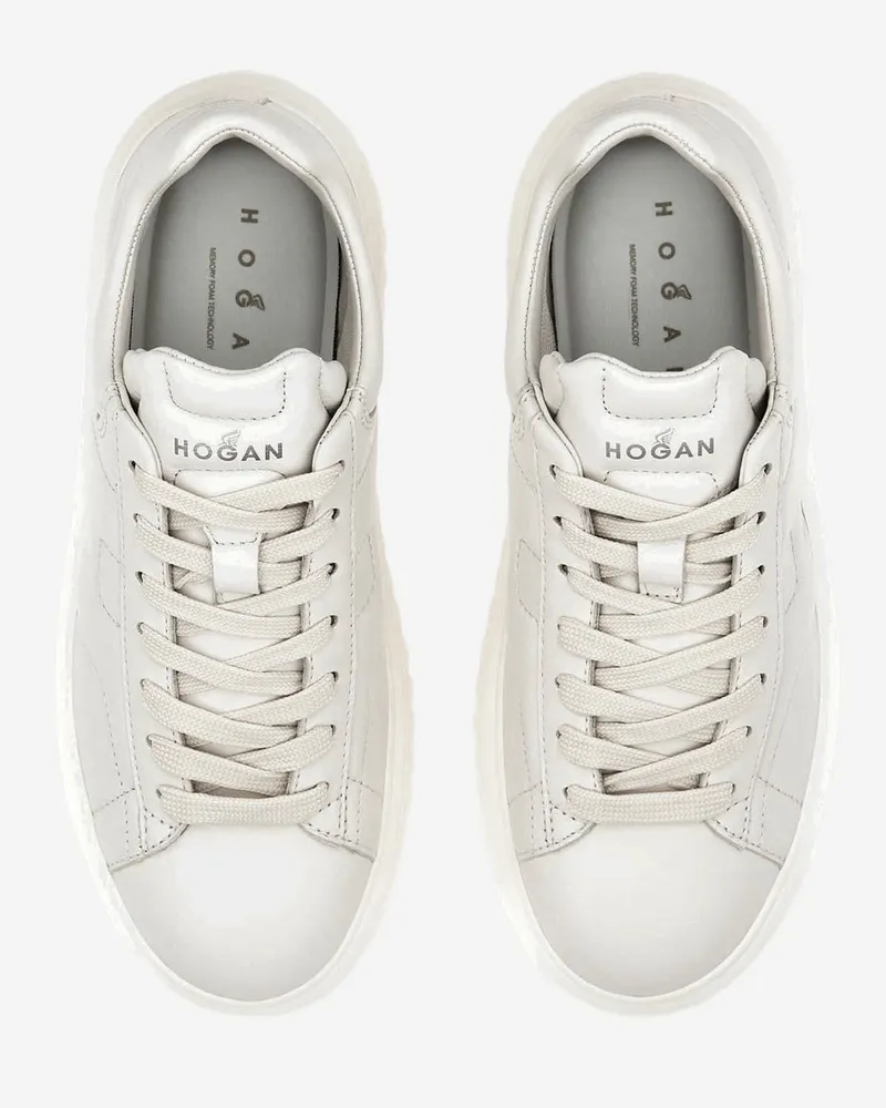 Hogan Women's Leather Sneakers H-Stripes White And Rubber Trainers White