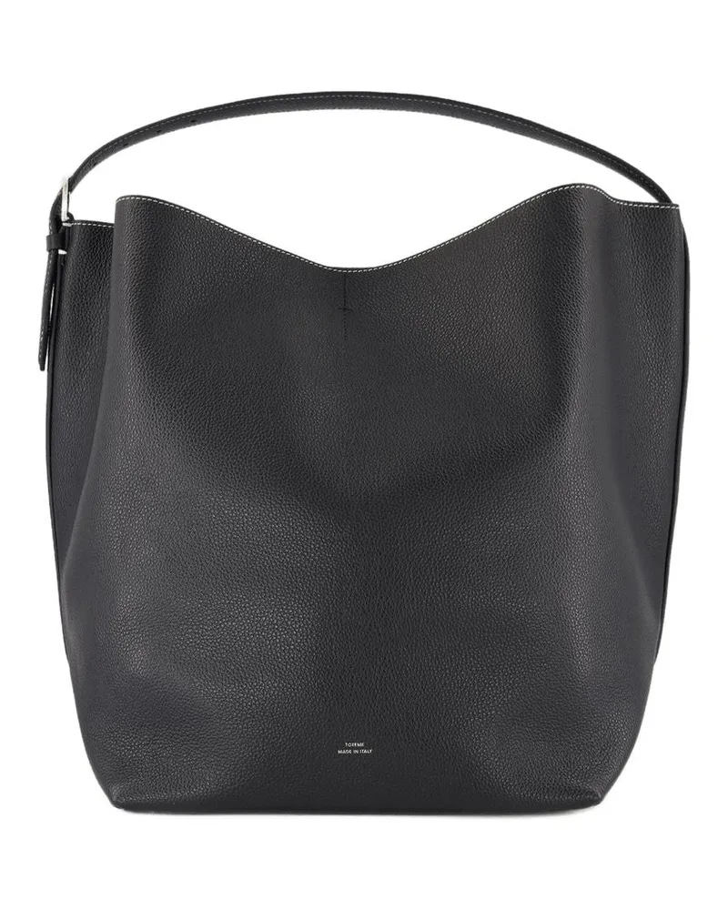 Totême Women's Belted Leather Shoulder Bag Black Cowhide Black