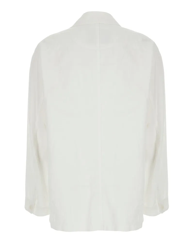 Dunst Wide-Collar Cotton-Blend Blazer — White 